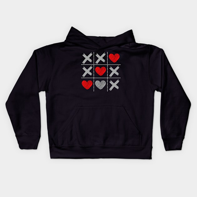 Valentines Day Tic-Tac-Toe XO-XO Kids Hoodie by HALLSHOP